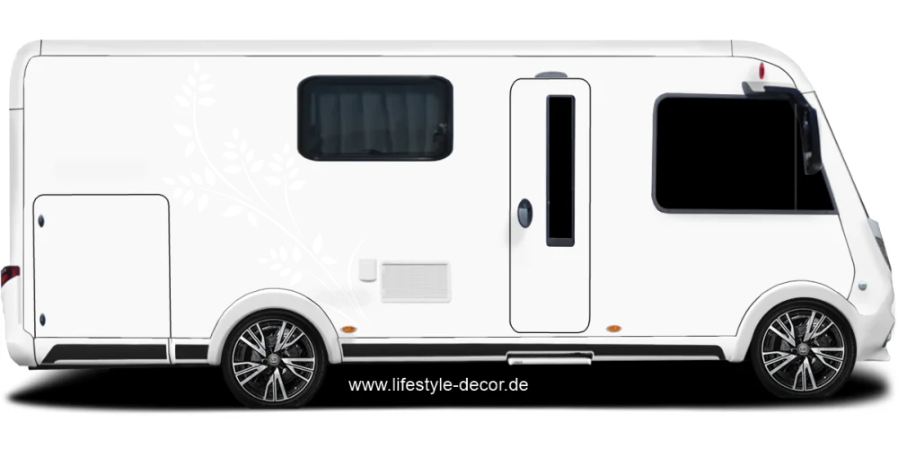 Aufkleber Auto kunstvoller Blätterzweig auf Wohnmobil oder Wohnwagen - Ansicht Farbauswahl