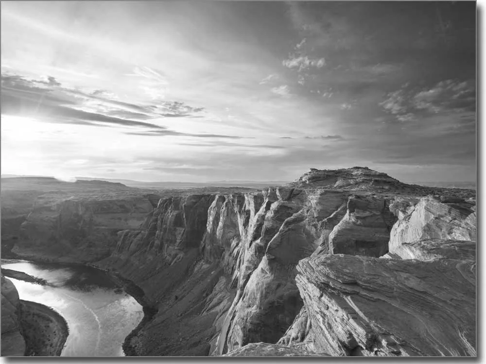 Foliendruck mit Grand Canyon in schwarzweiss