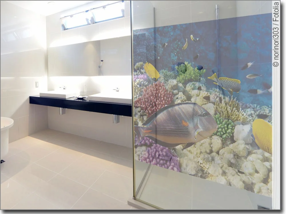 transparentes Glasdesign mit Fischen