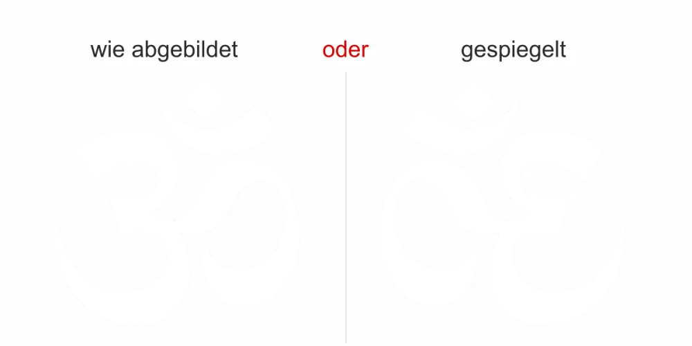 Glasaufkleber Om - Ansicht Ausrichtung mit Farbauswahl