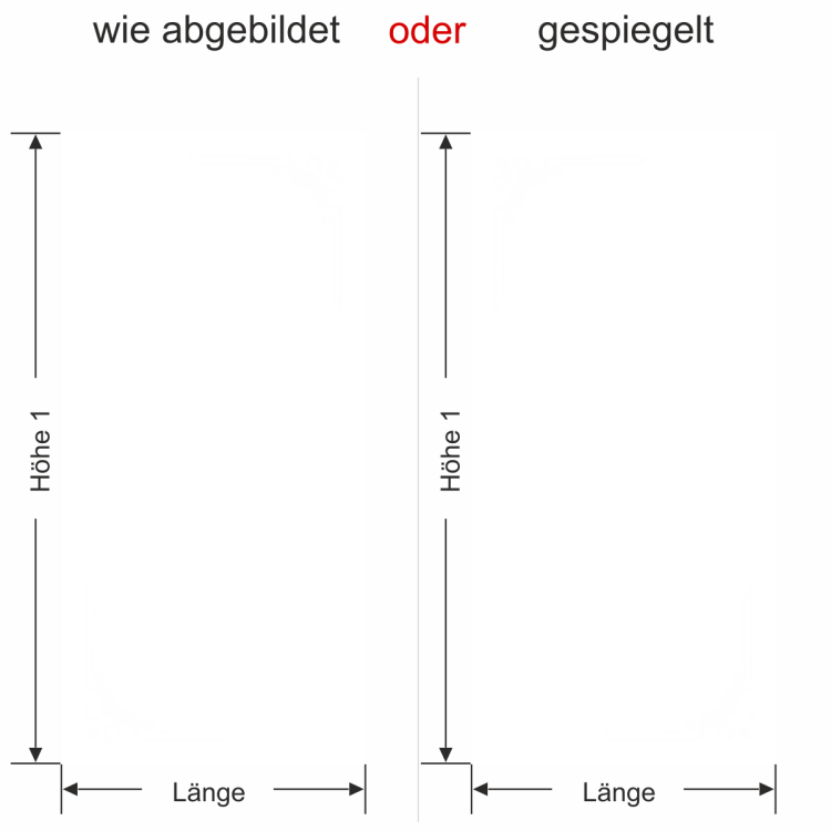 Glastür Milchglasfolie Ecken - Ansicht Ausrichtung und Farbauswahl