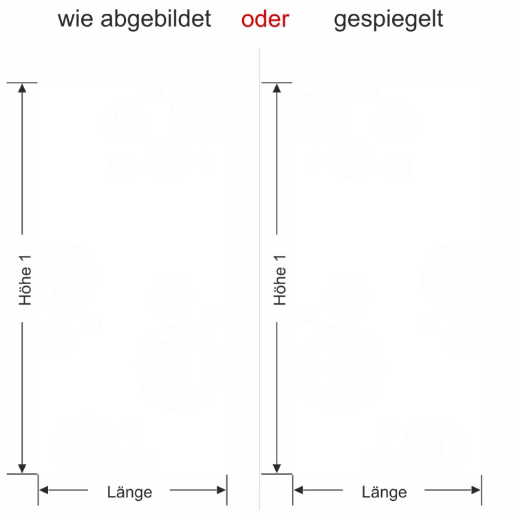 Glastür Milchglsasfolie Bälle - Ansicht Ausrichtung und Farbauswahl