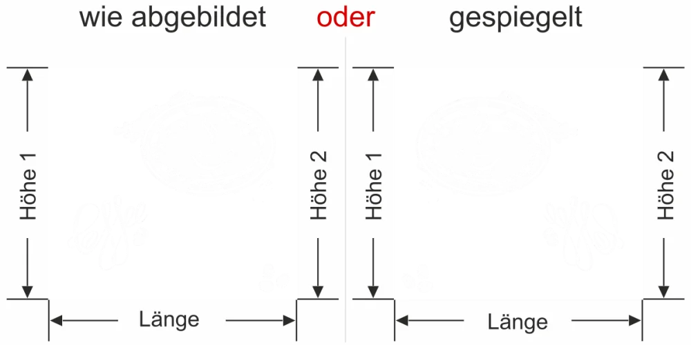 Milchglasfolie Gewerbe Coffee - Ansicht Ausrichtung mit Farbauswahl - Vorschlag 2