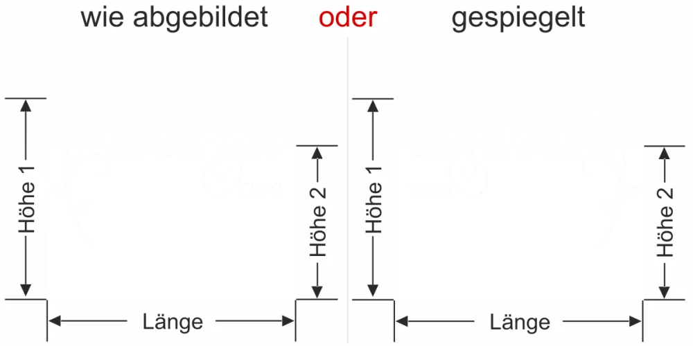 Milchglasfolie Gewerbe Wellness Oase - Ansicht Ausrichtung mit Farbauswahl - Vorschlag 1