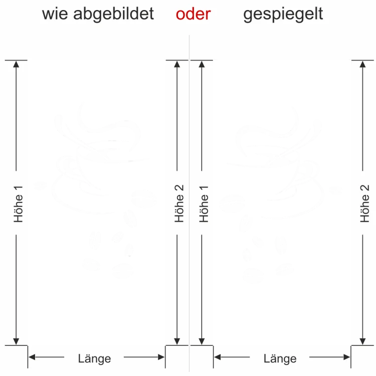 Sichtschutz Tasse mit Kaffeebohnen - Ansicht Ausrichtung mit Farbauswahl Vorschlag 2