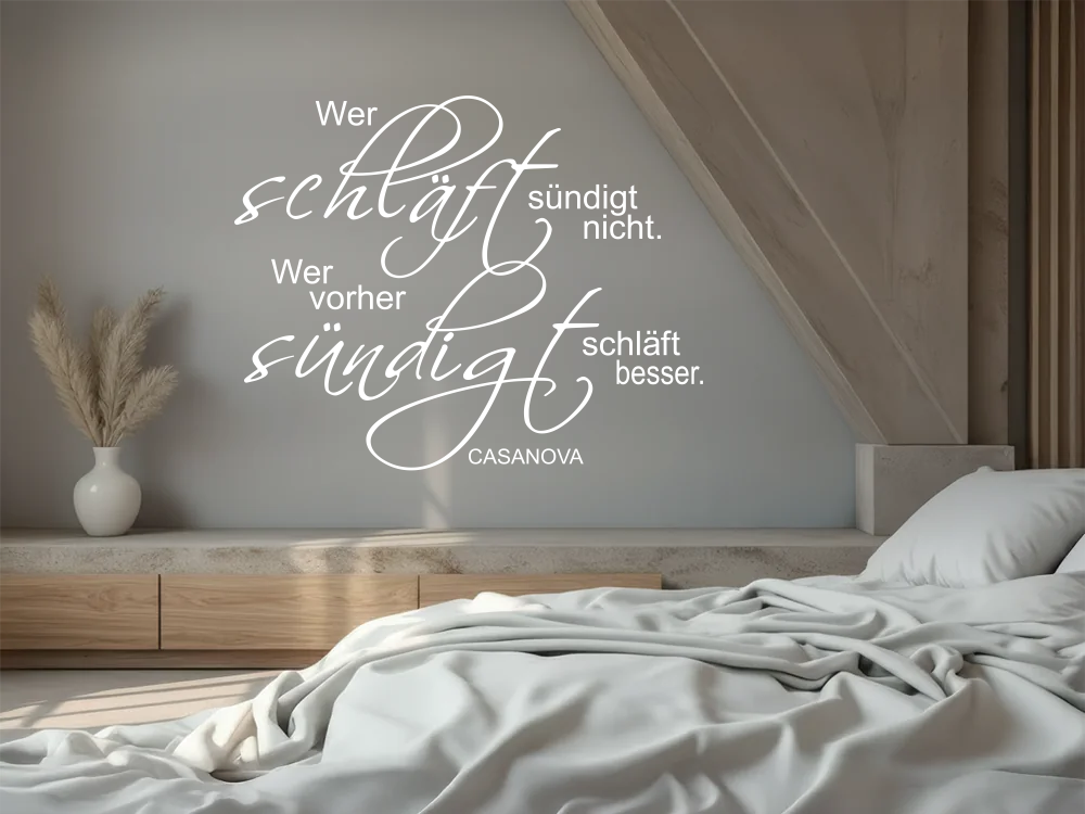 Wandspruch Wer schläft sündigt nicht