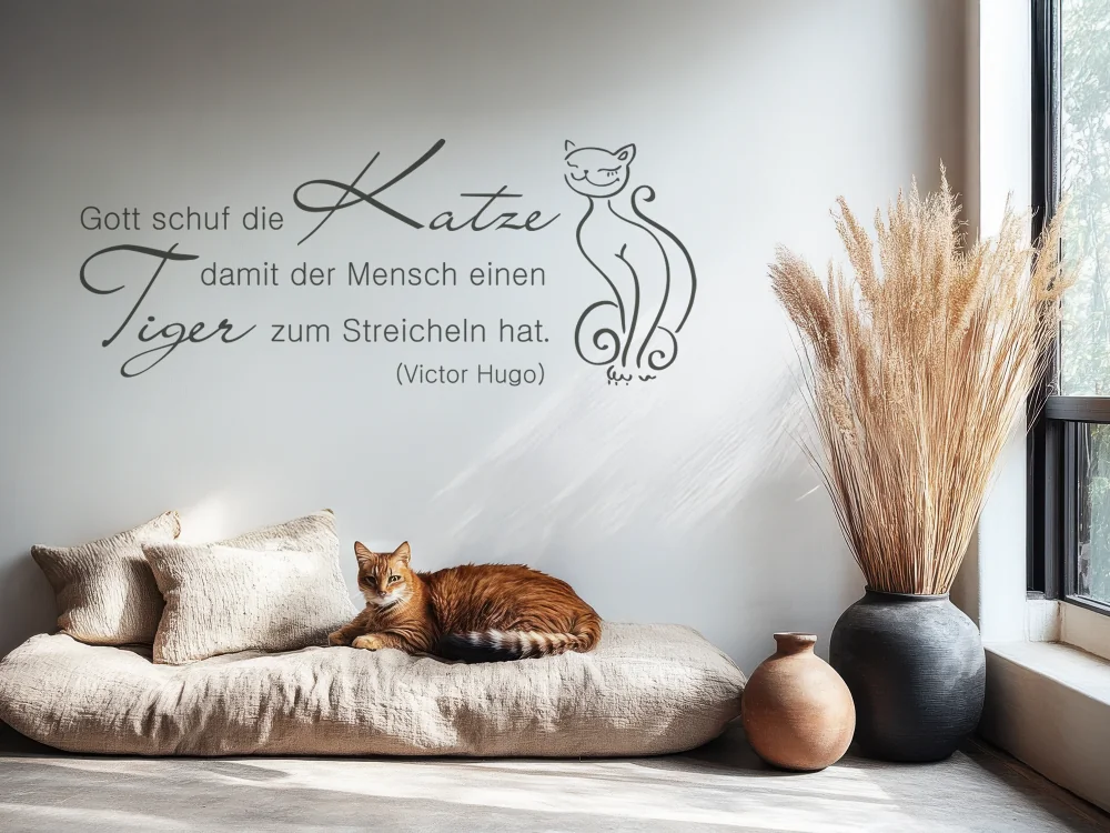 Wandtattoo Gott schuf die Katze