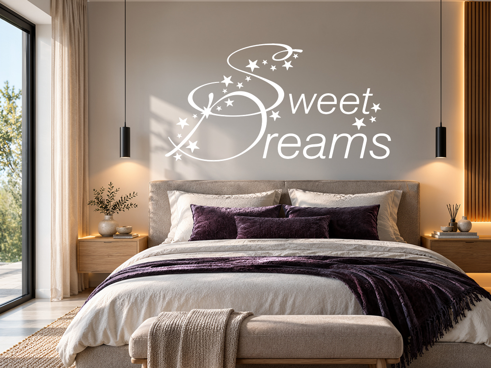 Wandtattoo Schlafzimmer Sweet Dreams über Bett