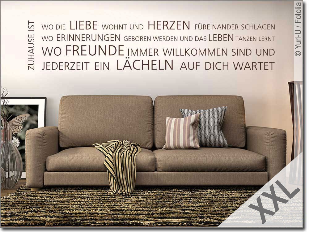Wandspruch Zuhause ist tolles modernes Wandtattoo
