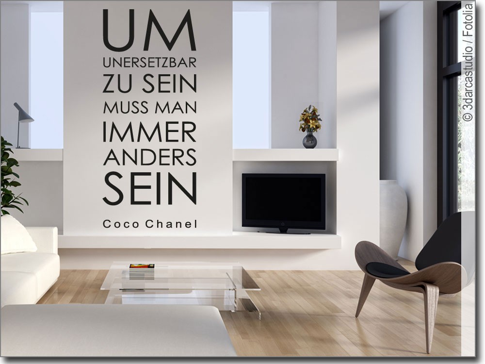 37++ Coco chanel sprueche 39 , Wandzitat Um unersetzbar zu sein von Coco Chanel