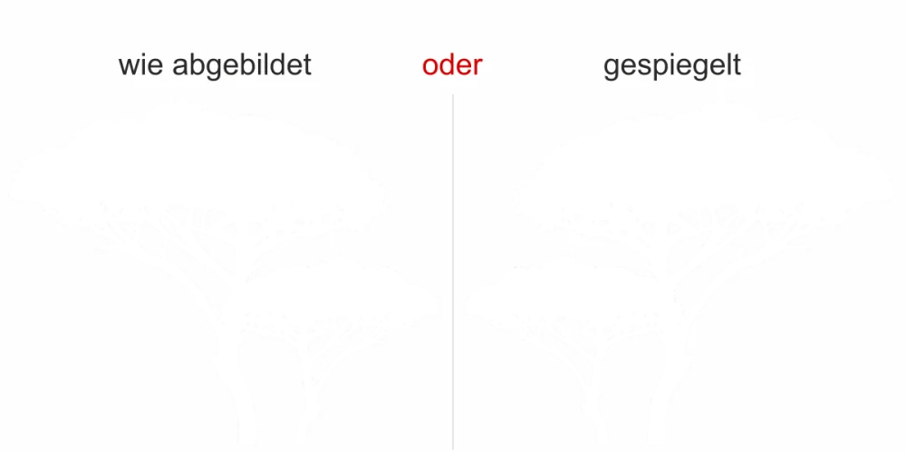 Wandsticker Savannenbaum - Ansicht Ausrichtung und Farbauswahl Wandsticker Savannenbaum - Ansicht Ausrichtung und Farbauswahl