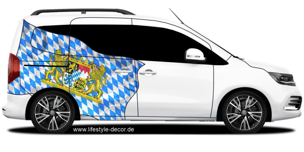 Aufkleber die Bayerische Fahne-auf hellem Van