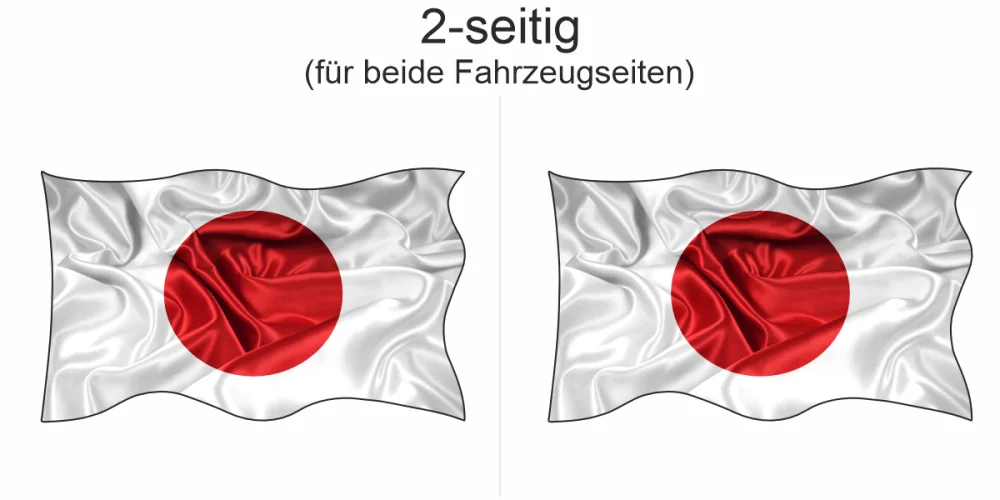 Aufkleber Fahne von Japan - Ansicht zweiseitig für beide Fahrzeugseiten