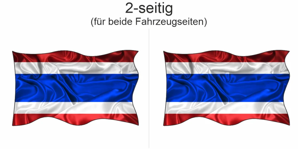 Aufkleber Fahne von Thailand - Ansicht zweiseitig für beide Fahrzeugseiten