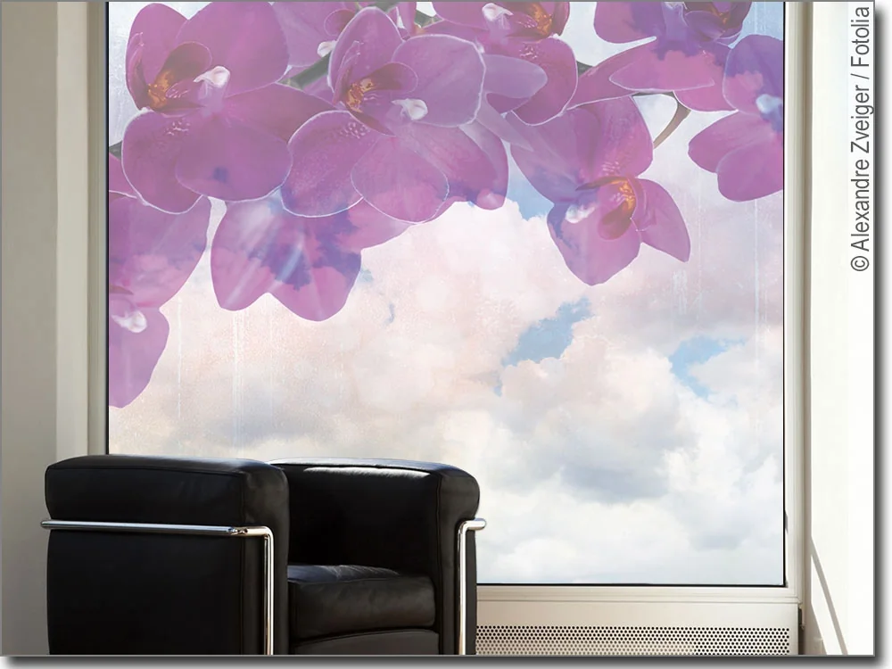 Bedruckte Fensterfolie Orchideenmeer-transparent