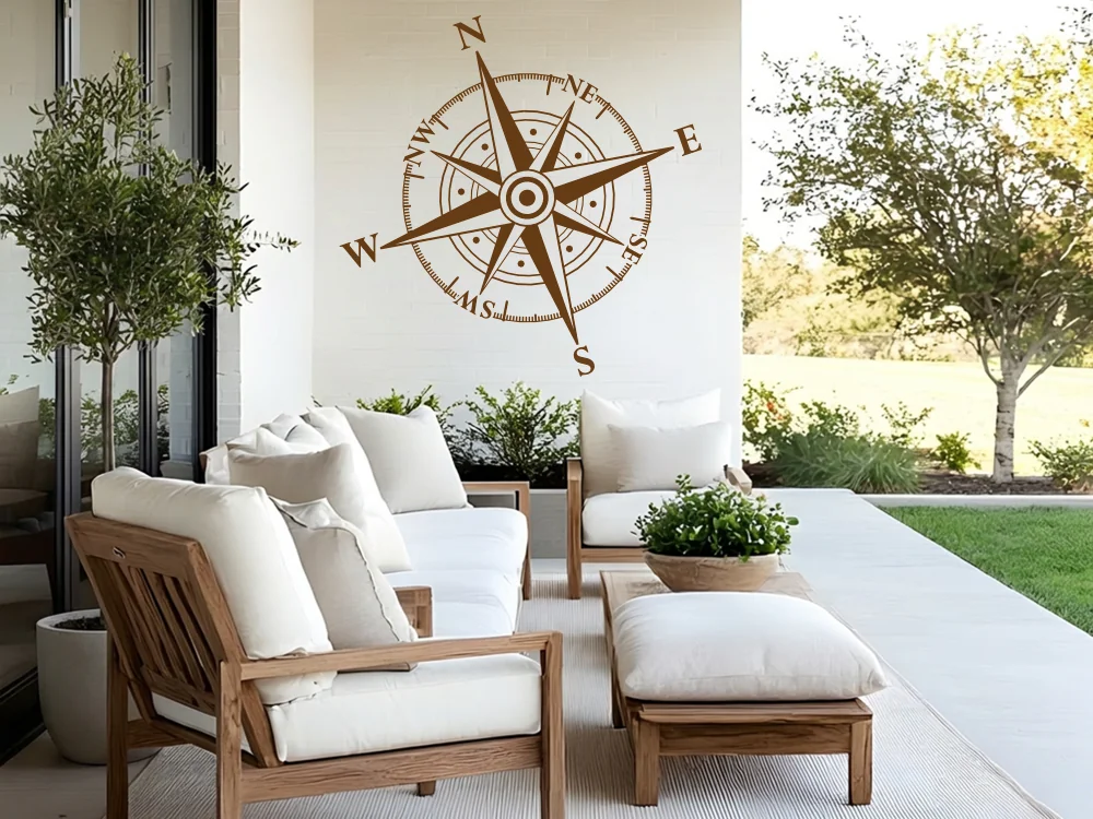 Aufkleber für die Außenwand vom Haus mit Kompass