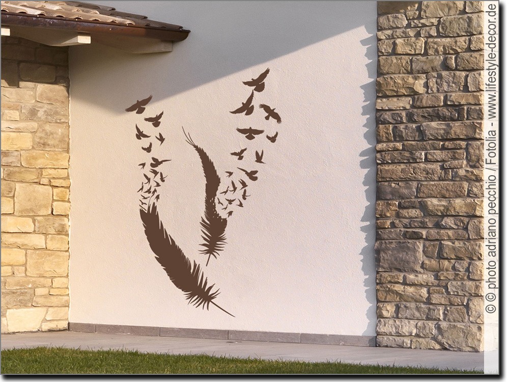 Sticker für alle Wände im Außenbereich mit Vögel aus Federn