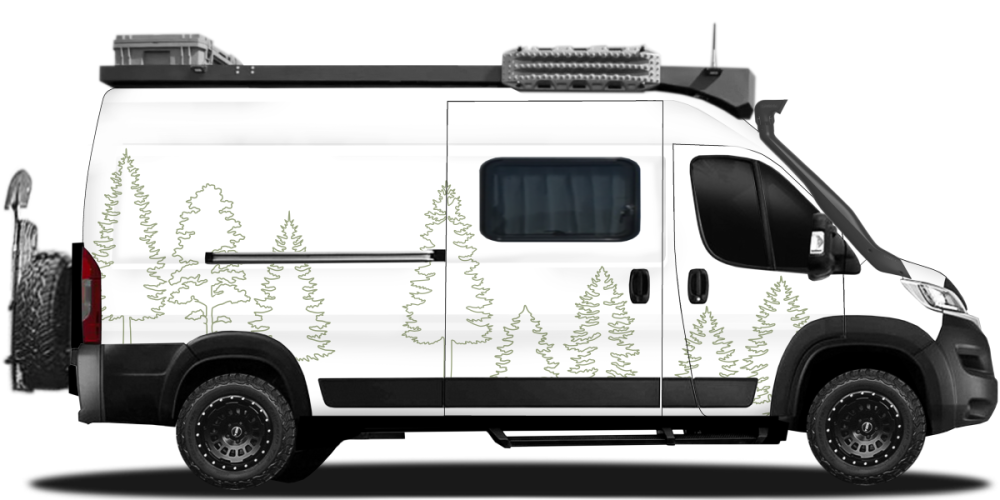 Auto Aufkleber Bäume Line Art