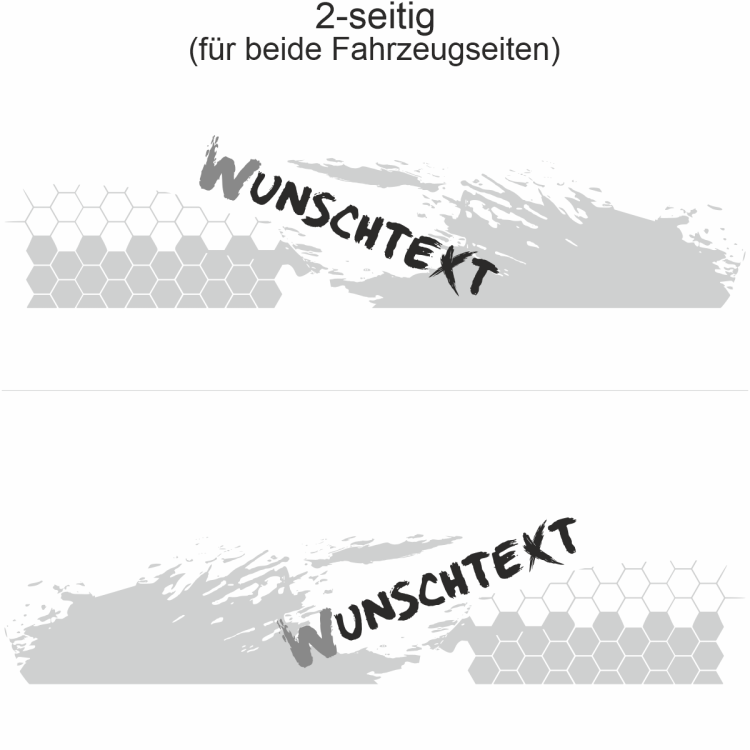 Autoaufkleber Waben und Klecks - Ansicht zweiseitig für beide Fahrzeugseiten