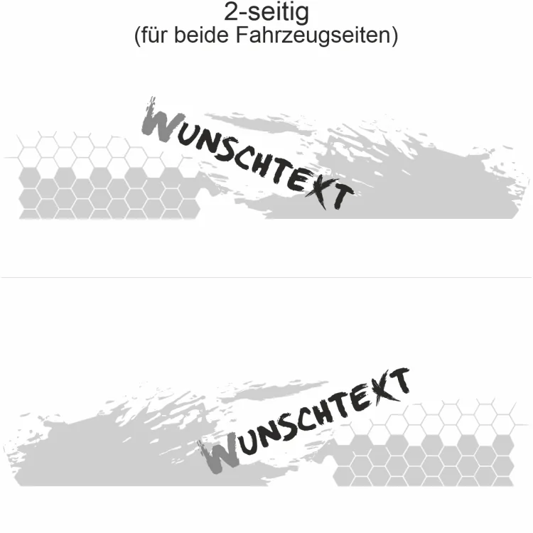 Autoaufkleber Waben und Klecks - Ansicht zweiseitig für beide Fahrzeugseiten