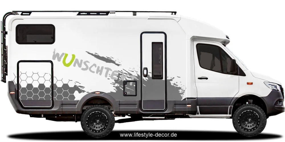 Auto Aufkleber Polygon Dekor auf Reisemobil