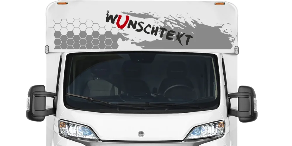 Auto Aufkleber Polygon Dekor auf Front von Wohnmobil