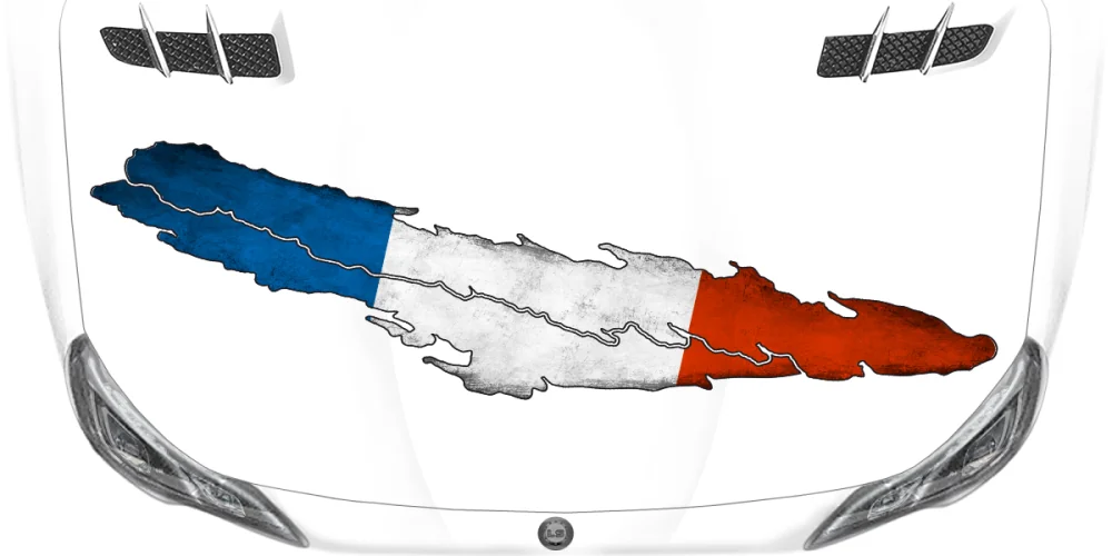 Auto Flaggenaufkleber Frankreich auf Motorhaube