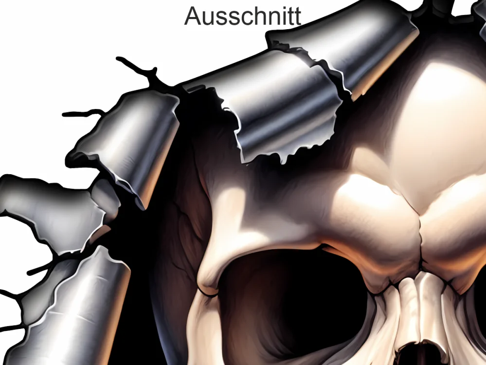 Autoaufkleber Aufgerissene Karosserie mit Totenkopf - Ansicht Ausschnitt