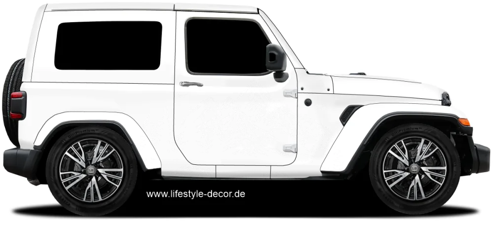 Autoaufkleber Berge & Wald Silhouette auf hellem Geländewagen - Ansicht Farbauswahl Autoaufkleber Berge & Wald Silhouette auf hellem Geländewagen - Ansicht Farbauswahl