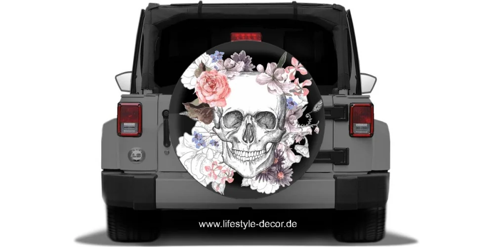 Dekor für das Auto Totenkopf Blüten