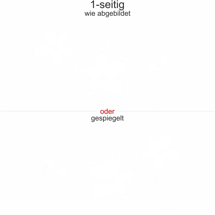 Autoaufkleber mit Blumen Ornament und Schmetterling - Ansicht Ausrichtung und Farbauswahl