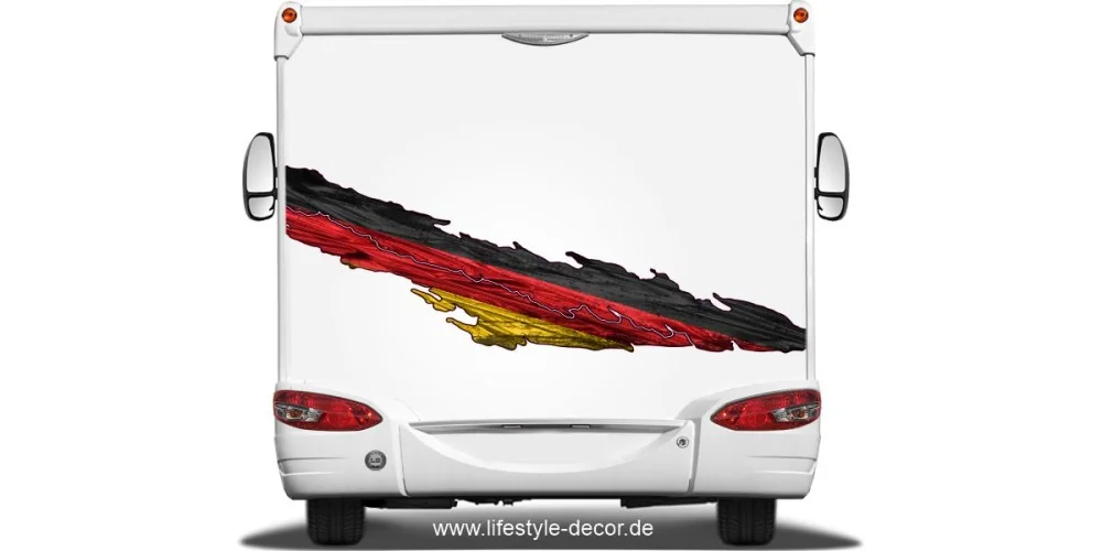 Autoaufkleber mit Deutschland Fahne - Wohnwagen