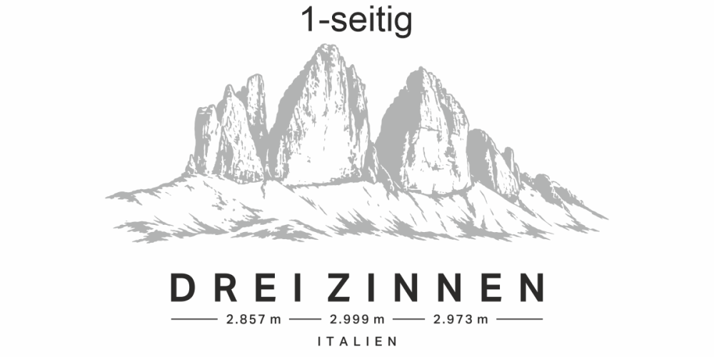 Autoaufkleber Drei Zinnen - Ansicht einseitig