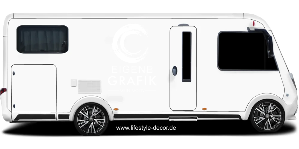 Autoaufkleber Eigene Grafik einfarbig - Ansicht Farbauswahl auf hellem Wohnmobil
