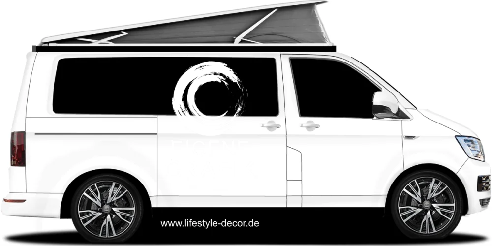 Autoaufkleber Eigene Grafik einfarbig - Ansicht Farbauswahl auf hellem Campervan