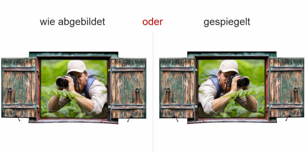 Autoaufkleber Eigenes Foto mit Fensterklappladen - Ansicht Ausrichtung Autoaufkleber Eigenes Foto mit Fensterklappladen - Ansicht Ausrichtung