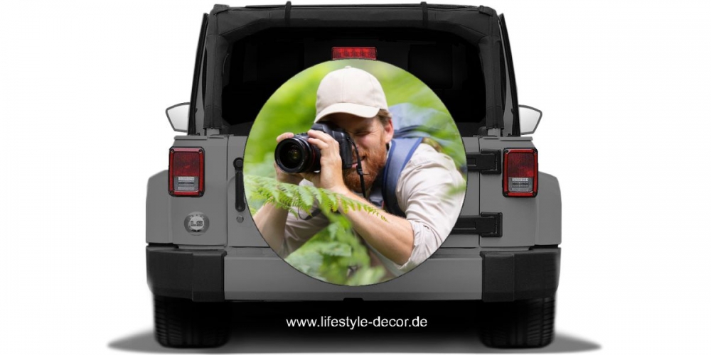 Rundes Foto als selbstklebender Autoaufkleber