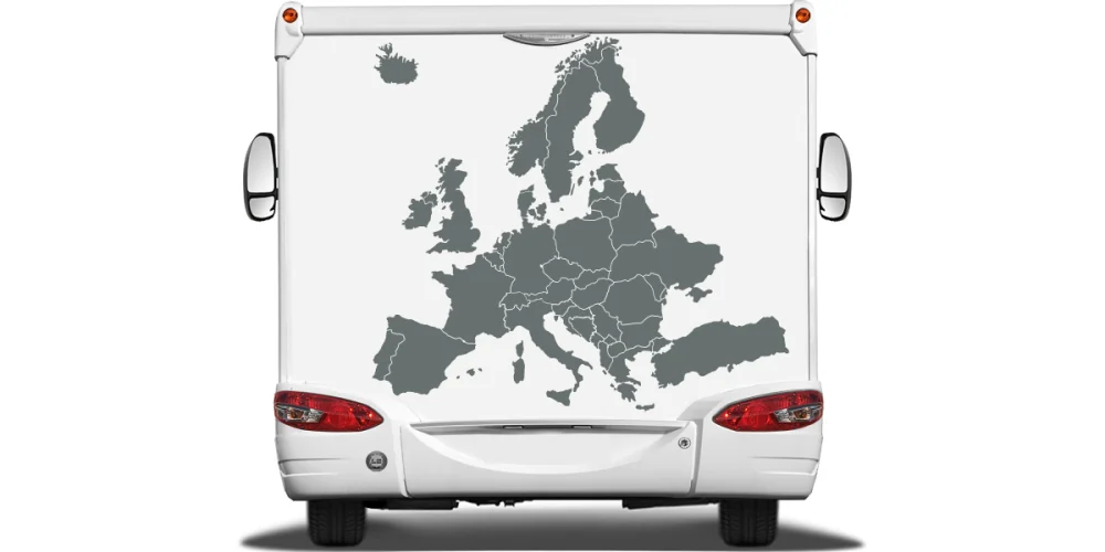 Autoaufkleber und Wohnmobilaufkleber mit einer Karte von Europa