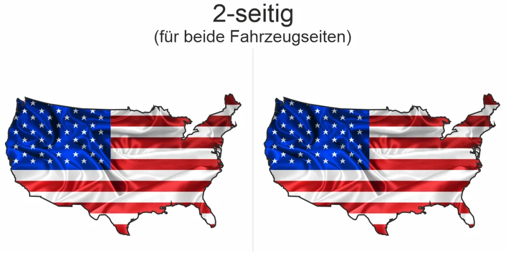 Autoaufkleber Fahne der USA als Silhouette - Ansicht zweiseitig für beide Fahrzeugseiten