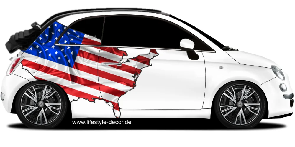 Autoaufkleber Fahne der USA als Silhouette auf Fahrzeugseite von PKW