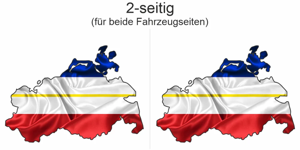 Autoaufkleber Fahne und Umriss von Mecklenburg-Vorpommern - Ansicht zweiseitig für beide Fahrzeugseiten