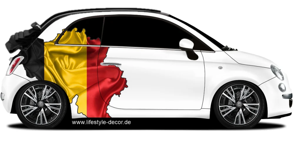 Autoaufkleber Fahne von Belgien als Silhouette auf Fahrzeugseite von PKW