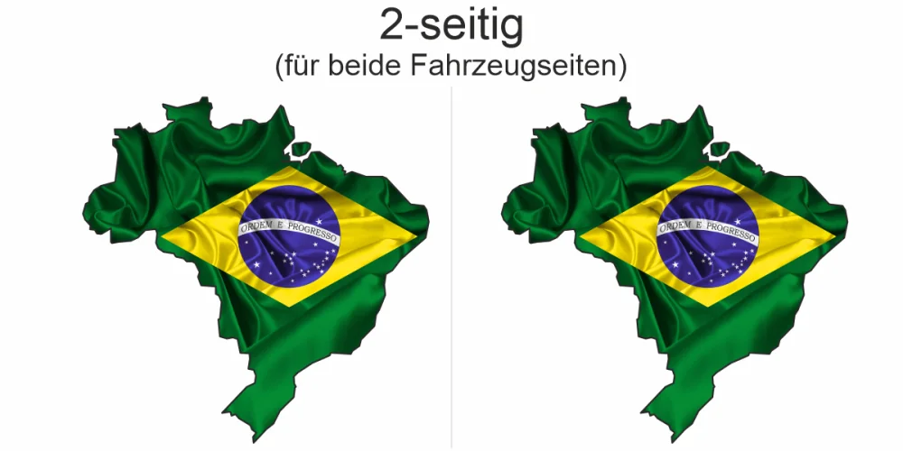 Autoaufkleber Fahne von Brasilien als Silhouette - Ansicht zweiseitig für beide Fahrzeugseiten