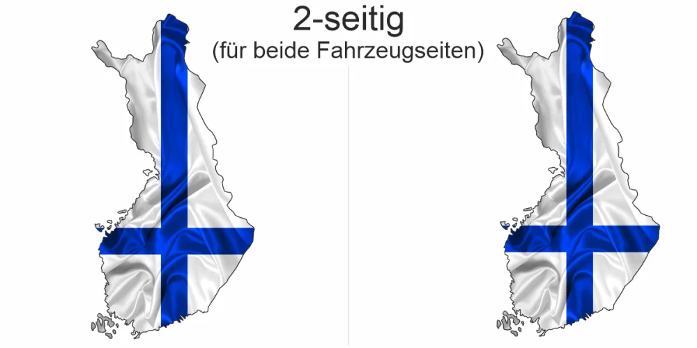 Autoaufkleber Fahne von Finnland als Silhouette - Ansicht zweiseitig für beide Fahrzeugseiten