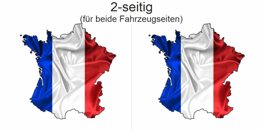 Autoaufkleber Fahne von Frankreich als Silhouette - Ansicht zweiseitig für beide Fahrzeugseiten