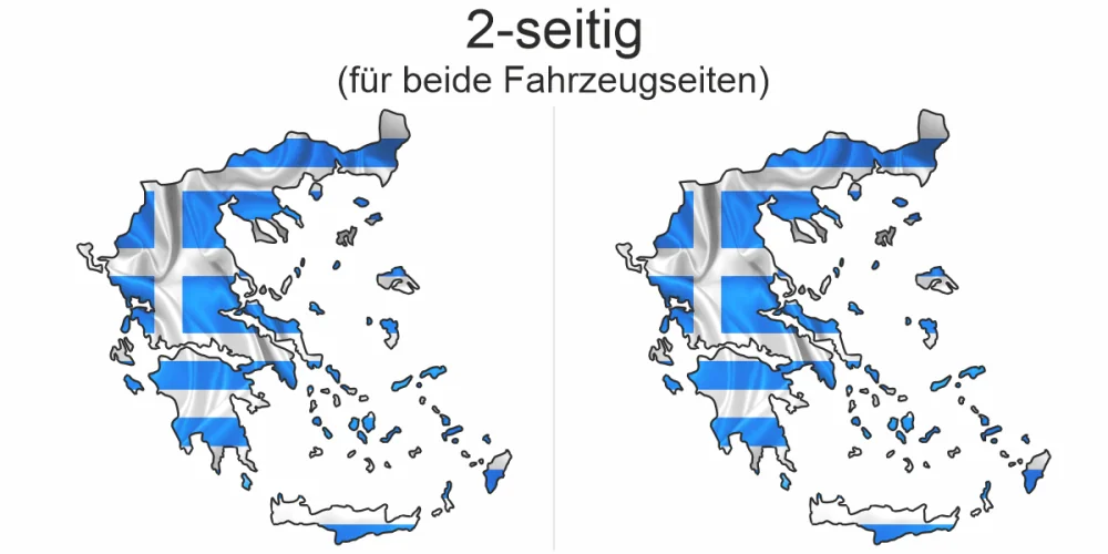 Autoaufkleber Fahne von Griechenland als Silhouette - Ansicht zweiseitig für beide Fahrzeugseiten