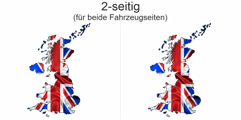 Autoaufkleber Fahne von Großbritannien als Silhouette - Ansicht zweiseitig für beide Fahrzeugseiten