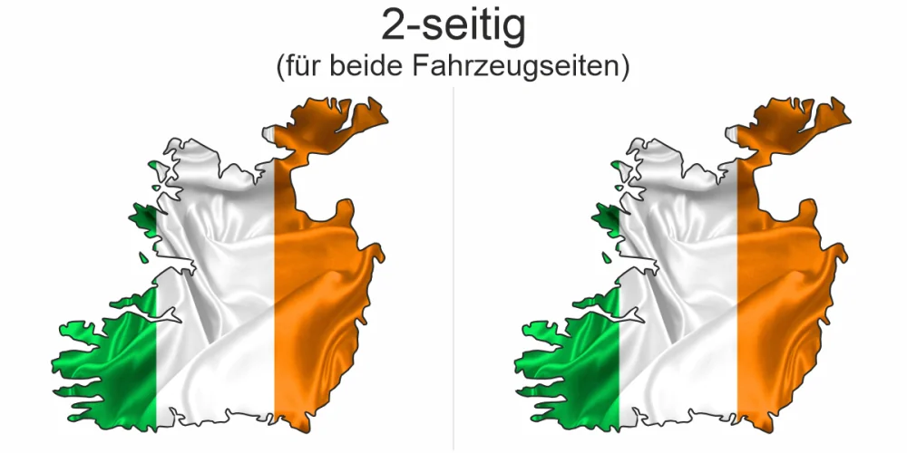 Autoaufkleber Fahne von Irland als Silhouette - Ansicht zweiseitig für beide Fahrzeugseiten