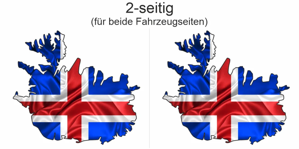 Autoaufkleber Fahne von Island als Silhouette - Ansicht zweiseitig für beide Fahrzeugseiten