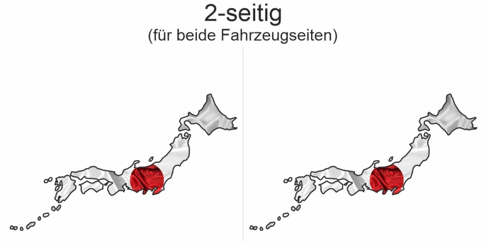 Autoaufkleber Fahne von Japan als Silhouette - Ansicht zweiseitig für beide Fahrzeugseiten